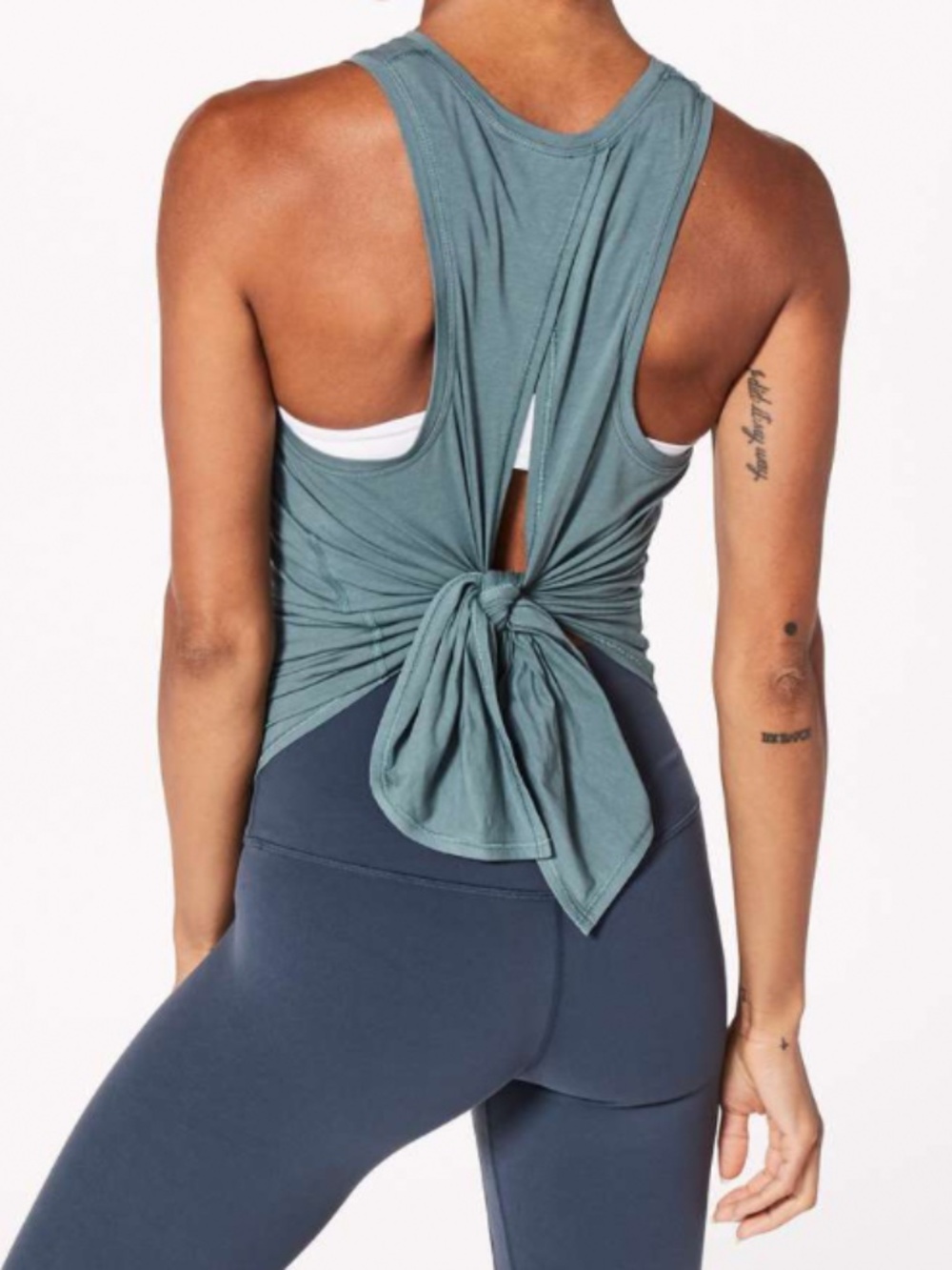 Lululemon Tie Back Tank Juniper Sea Green 6 Climb Run Hike Pilates Yoga